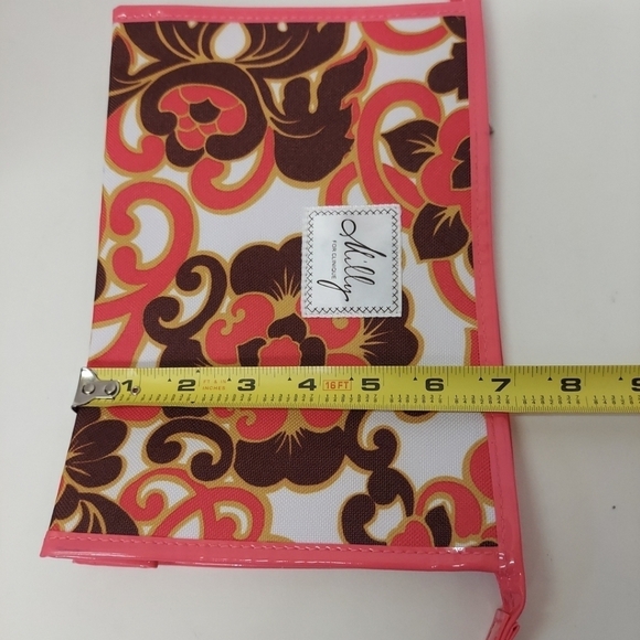 Milly for Clinique Make Up Bag Cosmetic Case Zipper Pink Brown Flower Floral - Picture 12 of 12